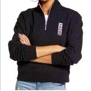 Vans Black and Rose Pink Cropped  Sweatshirt S
